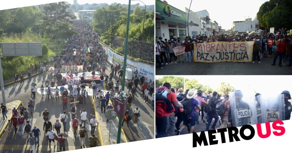 Miles de inmigrantes caminan de una ciudad de México a Estados Unidos, evitando el bloqueo