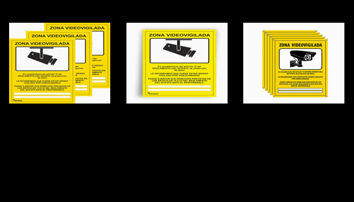 Cartel videovigilancia - Placa zona videovigilada – Carteles cámara  vigilancia 20x15 cm - Amarillo Interior-Exterior - PVC (1 Pieza Cartel  Videovigilancia) - Soy Seguridad Privada